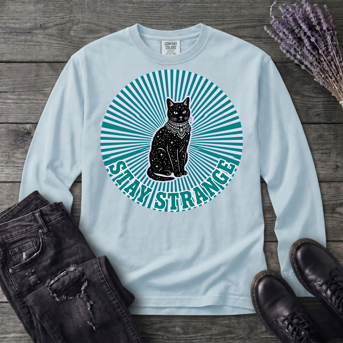 stay strange celestial cat Long Sleeve T-Shirt