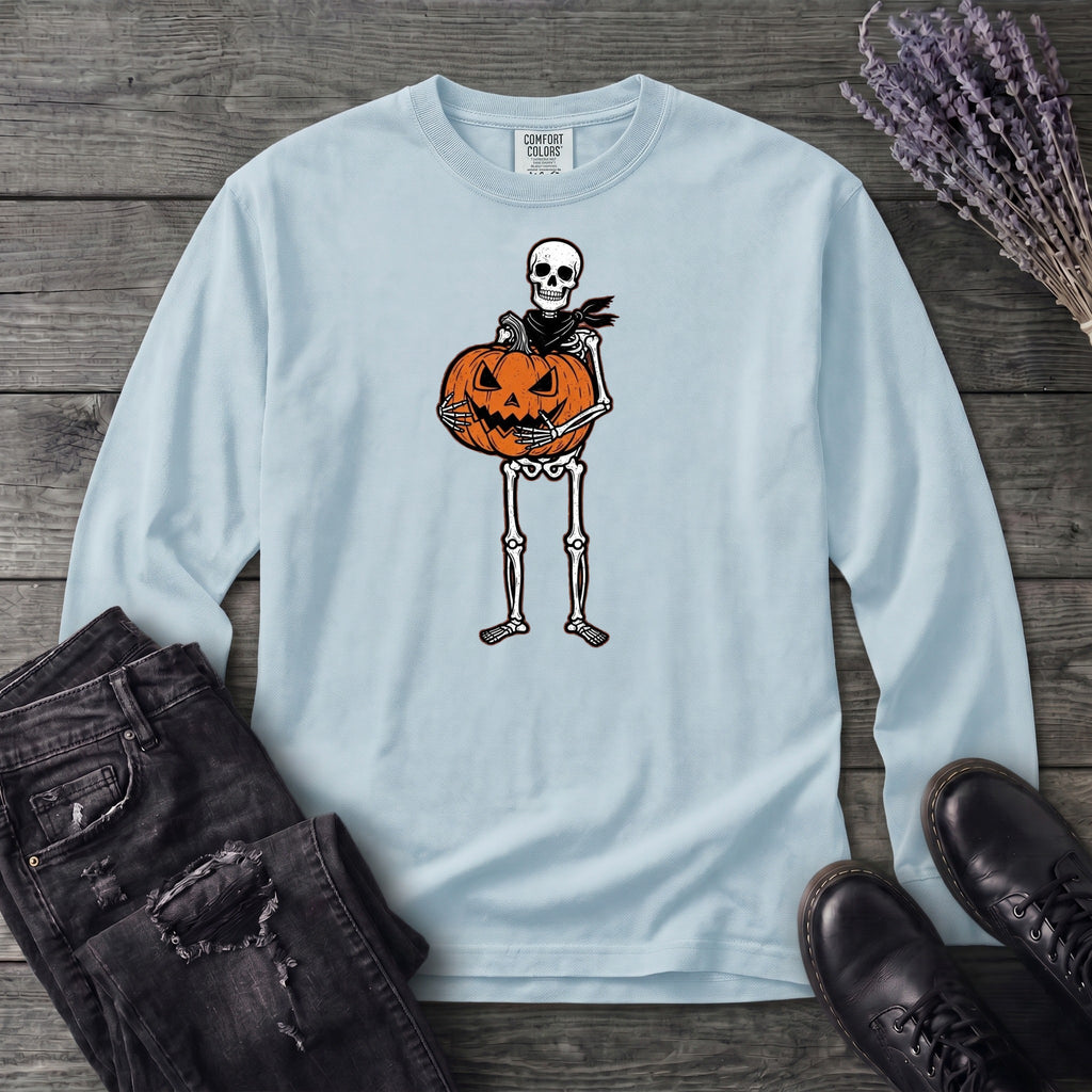 Skeleton Jack O Lantern Long Sleeve T-Shirt