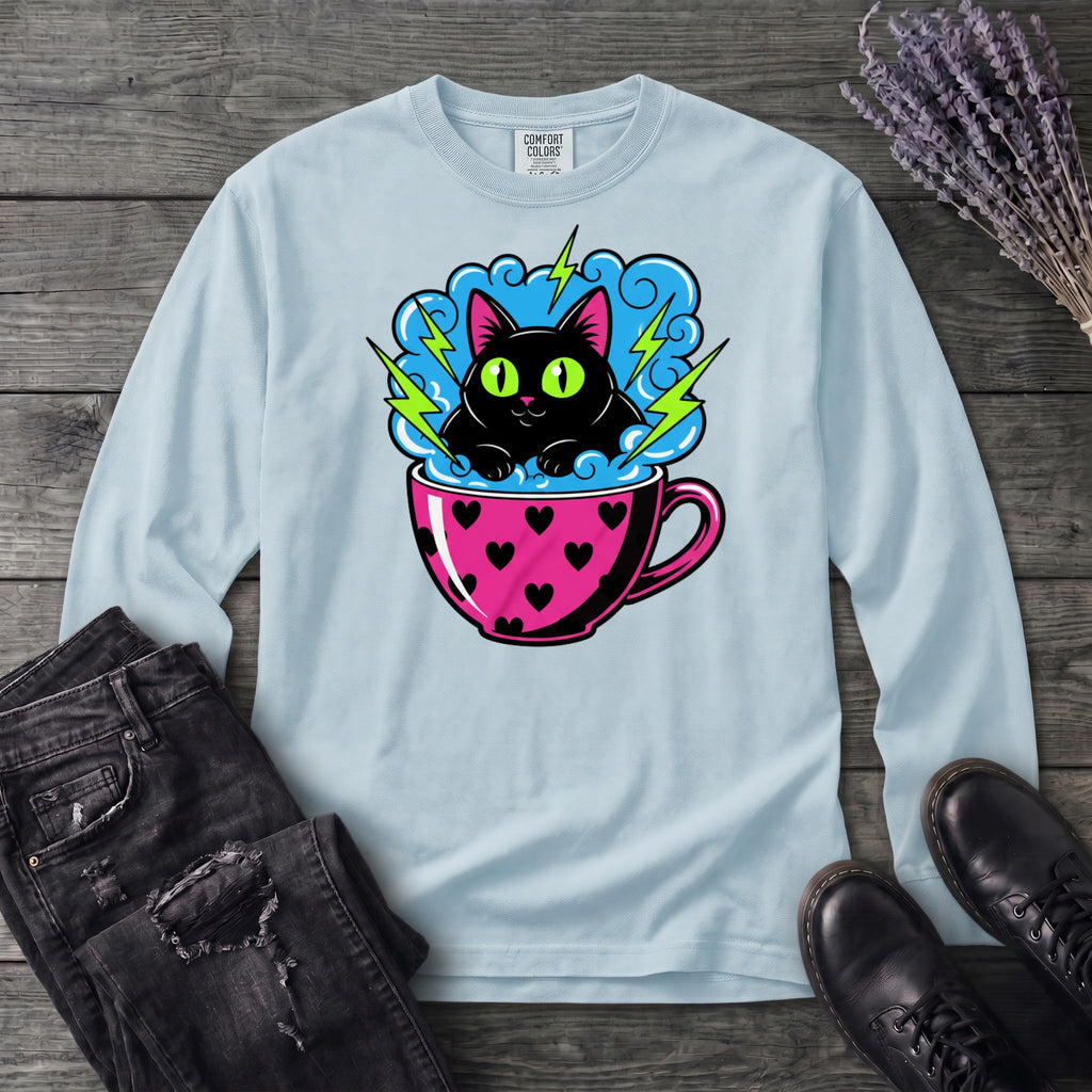 Cat Heart Mug Y2k 90s Long Sleeve T-Shirt