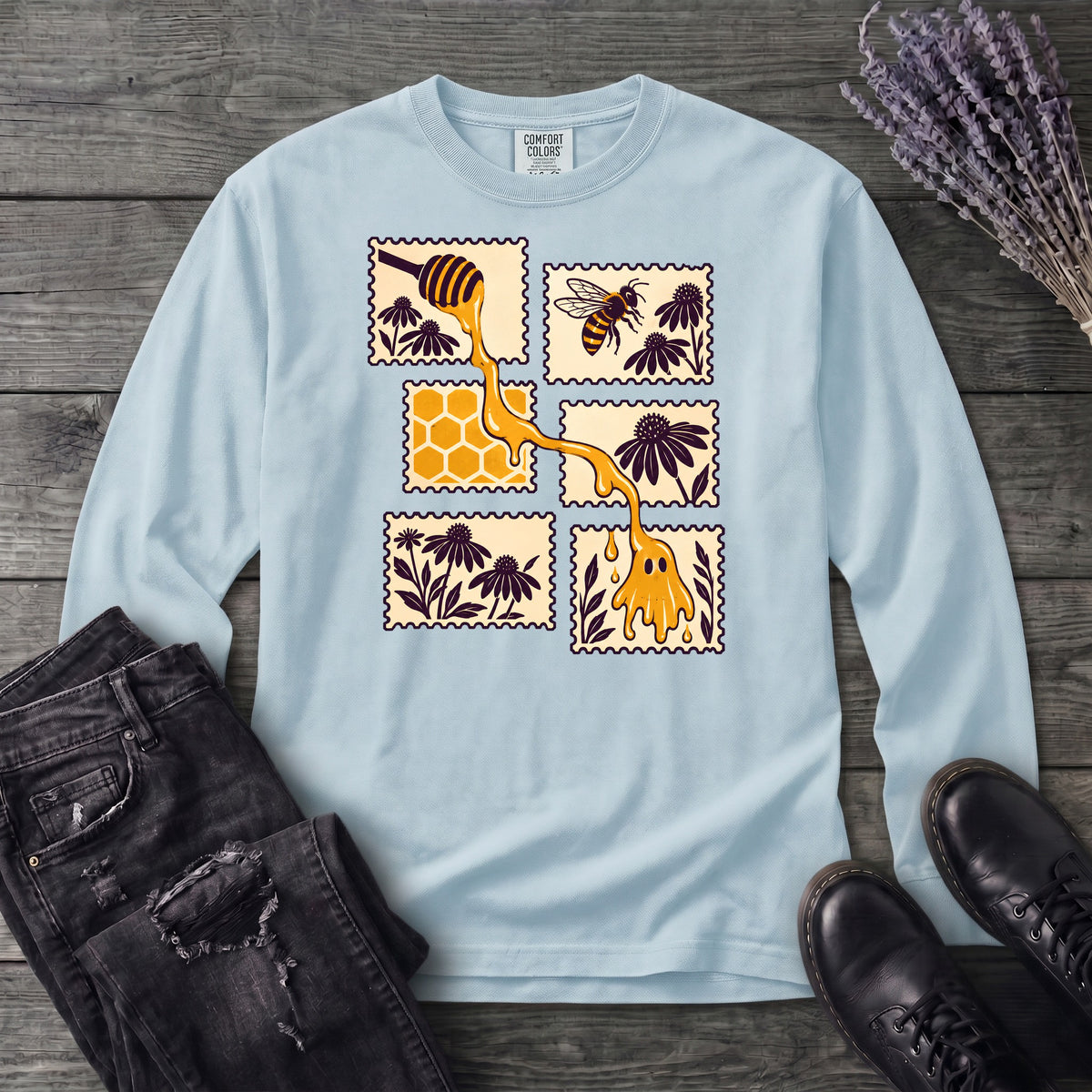 Honey Ghost Stamps Long Sleeve T-Shirt