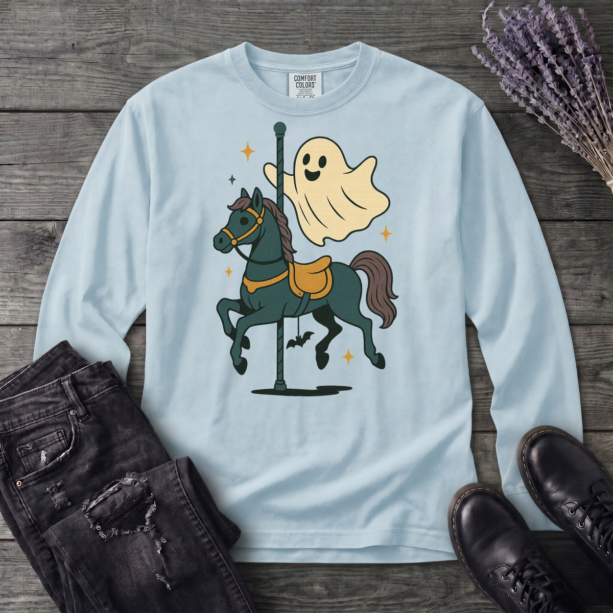 Ghost Carousel Horse Long Sleeve T-Shirt