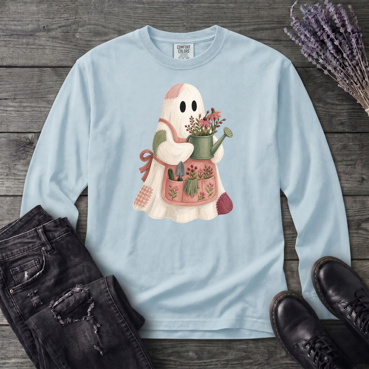 Patchwork Garden Ghost Long Sleeve T-Shirt