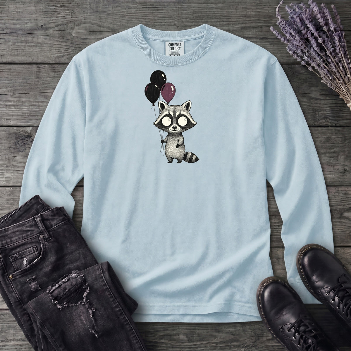 Raccoon Balloons Long Sleeve T-Shirt