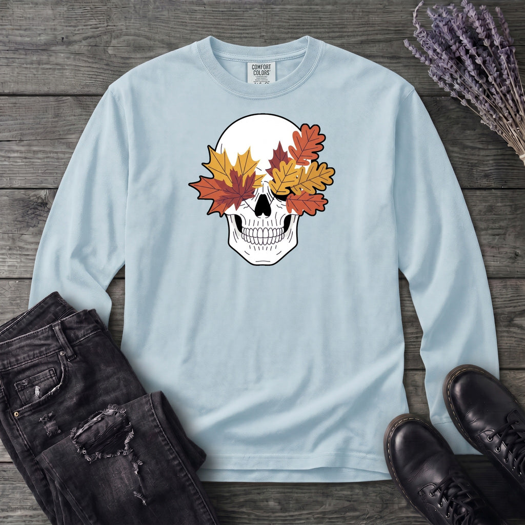 Fall Leaf Skull Long Sleeve T-Shirt