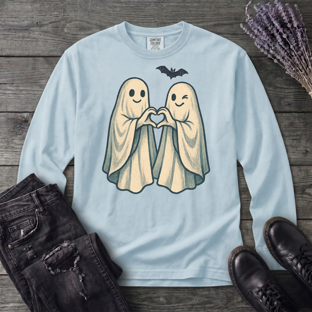 Two Ghosts Heart Hands Long Sleeve T-Shirt