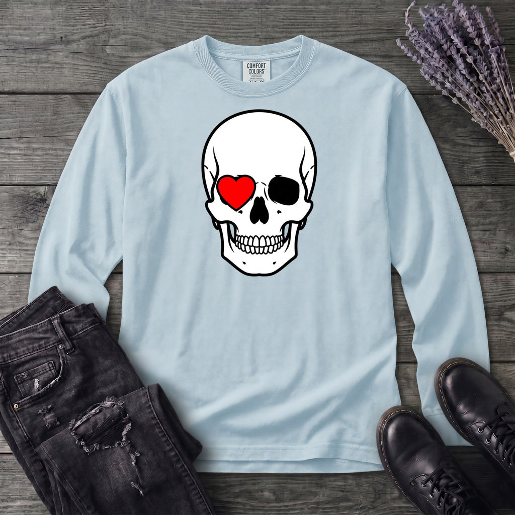 Heart Eye Skull Long Sleeve T-Shirt
