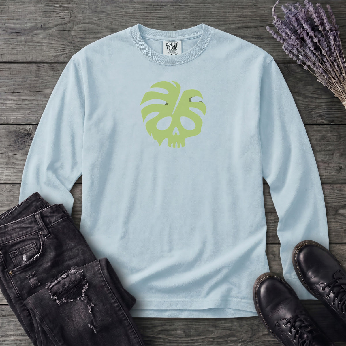 Monstera Skull Long Sleeve T-Shirt