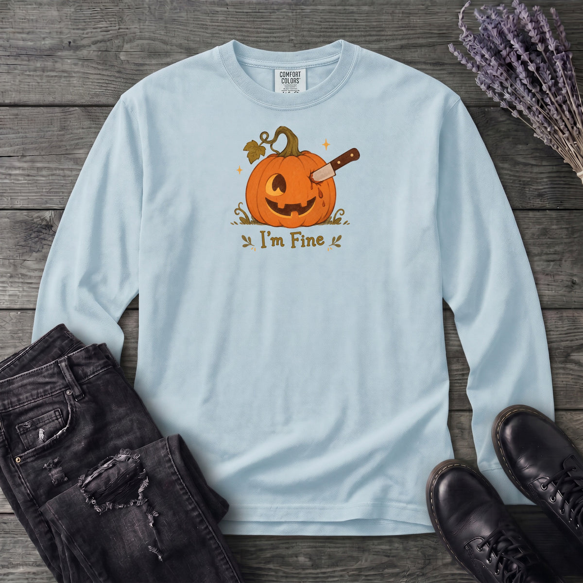 Jack-O-Lantern I'm Fine Long Sleeve T-Shirt