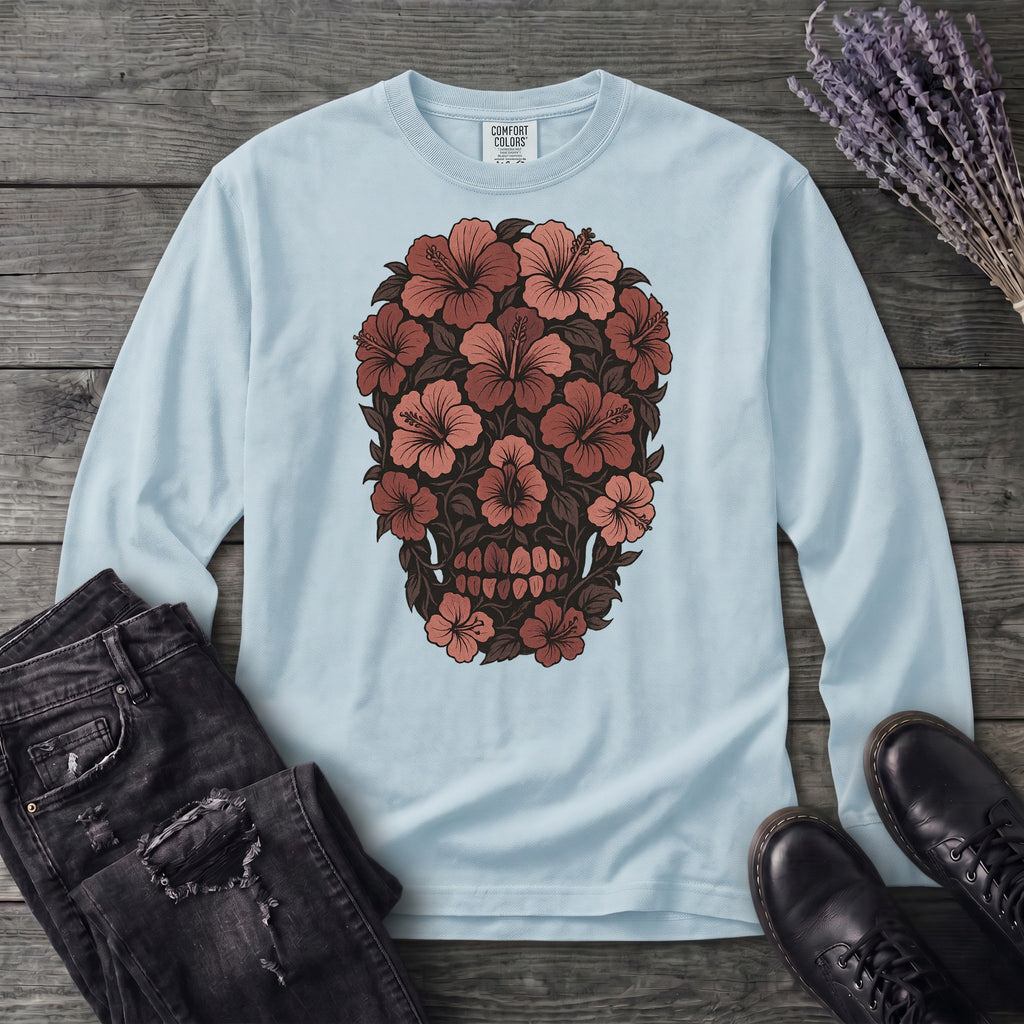 Hibiscus Skull Long Sleeve T-Shirt