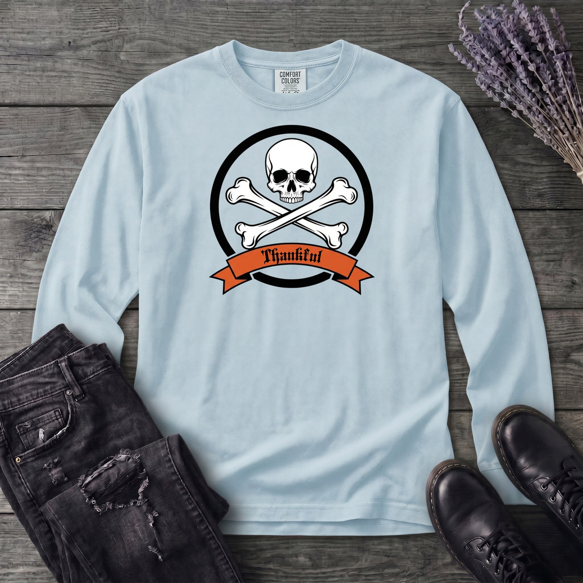 Thankful Crossbones Long Sleeve T-Shirt