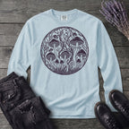 Linocut Mushroom Circle Long Sleeve T-Shirt