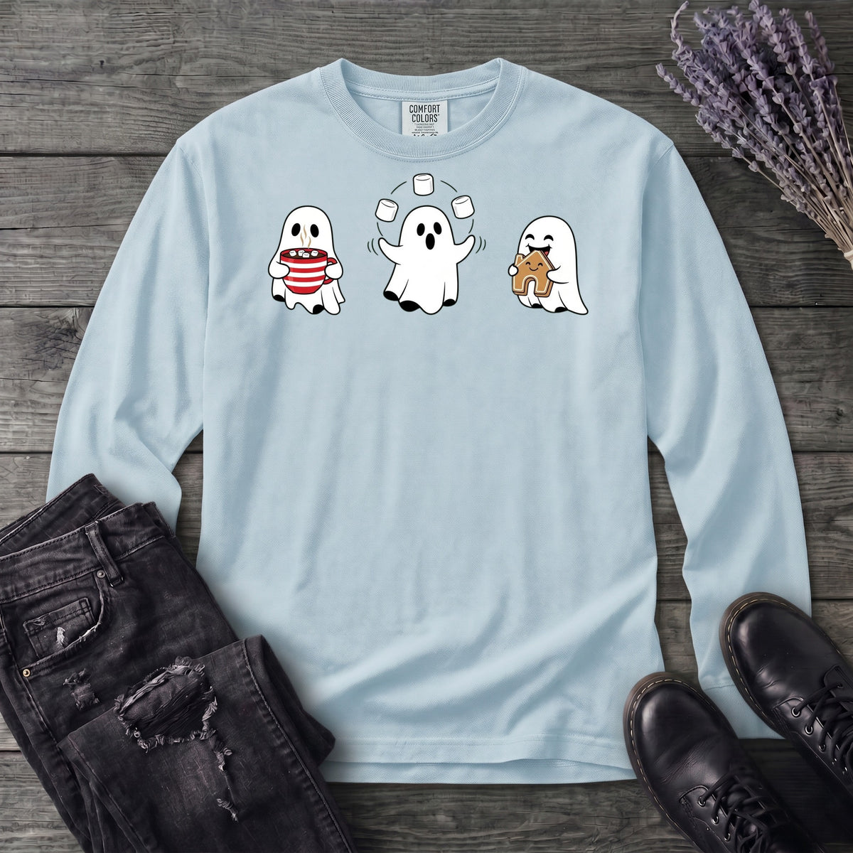 Hot Cocoa Ghosts Long Sleeve T-Shirt