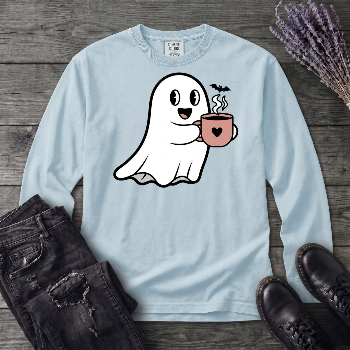 Ghost Heart Coffee Long Sleeve T-Shirt