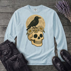 Crow On Skull Long Sleeve T-Shirt