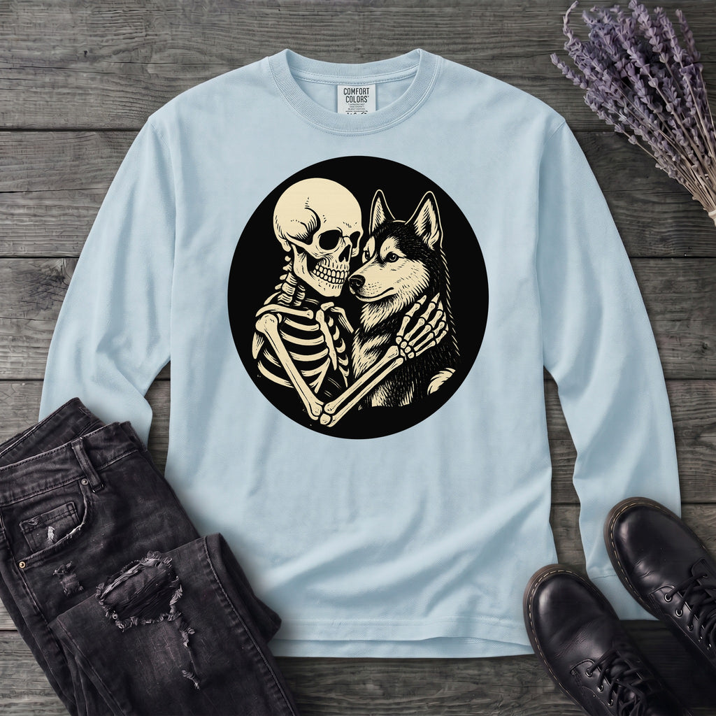 Skeleton Husky Hug Long Sleeve T-Shirt