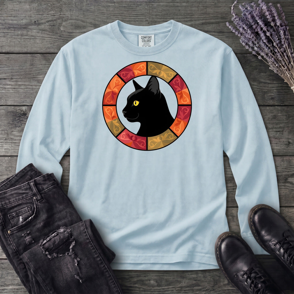 Black Cat Autumn Medallion Long Sleeve T-Shirt