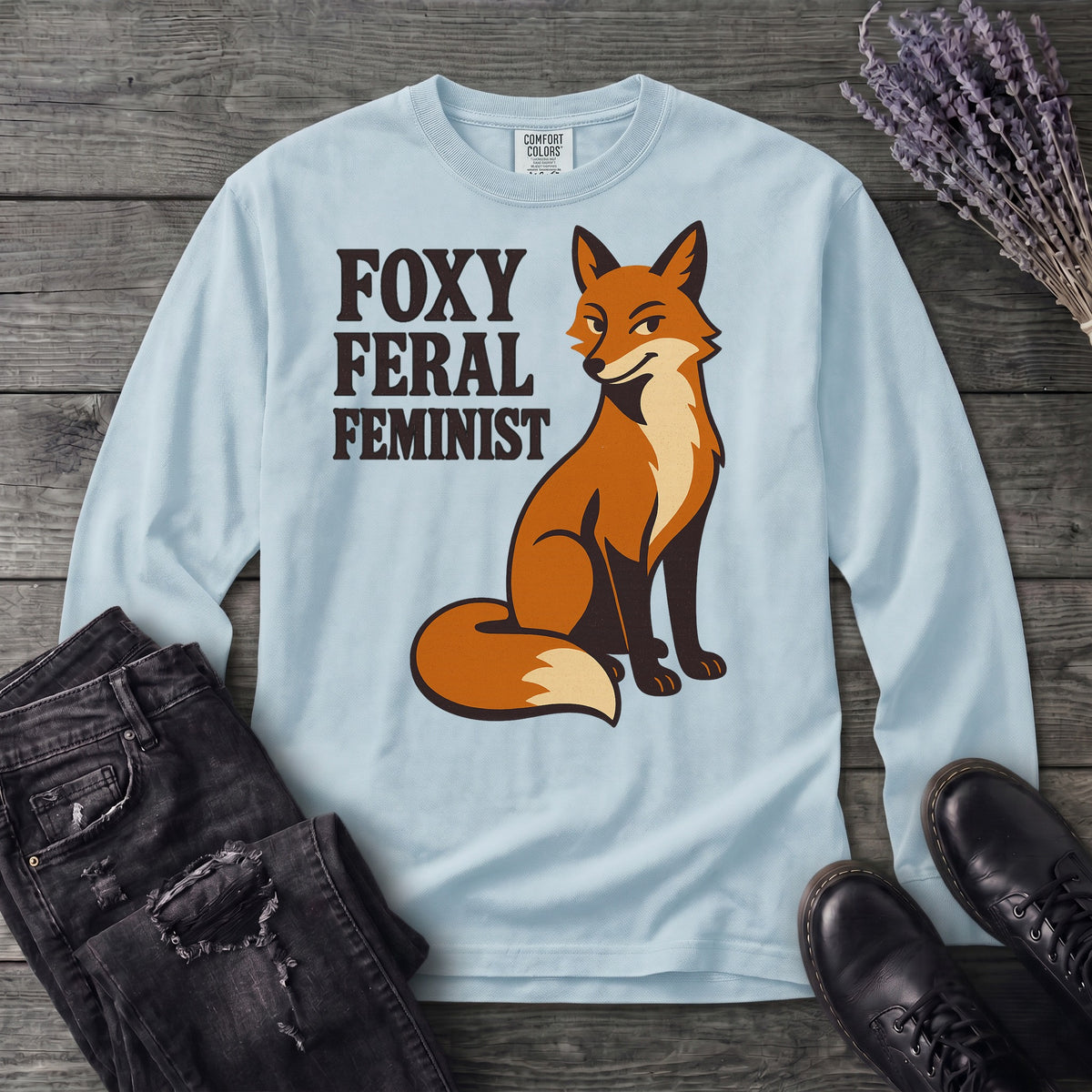 Foxy Feral Feminist Long Sleeve T-Shirt