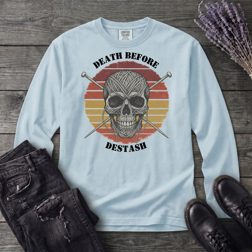Death Before Destash Yarn Skull Long Sleeve T-Shirt