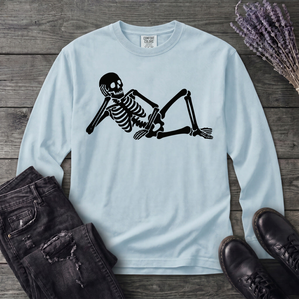 Lounging Skeleton Long Sleeve T-Shirt