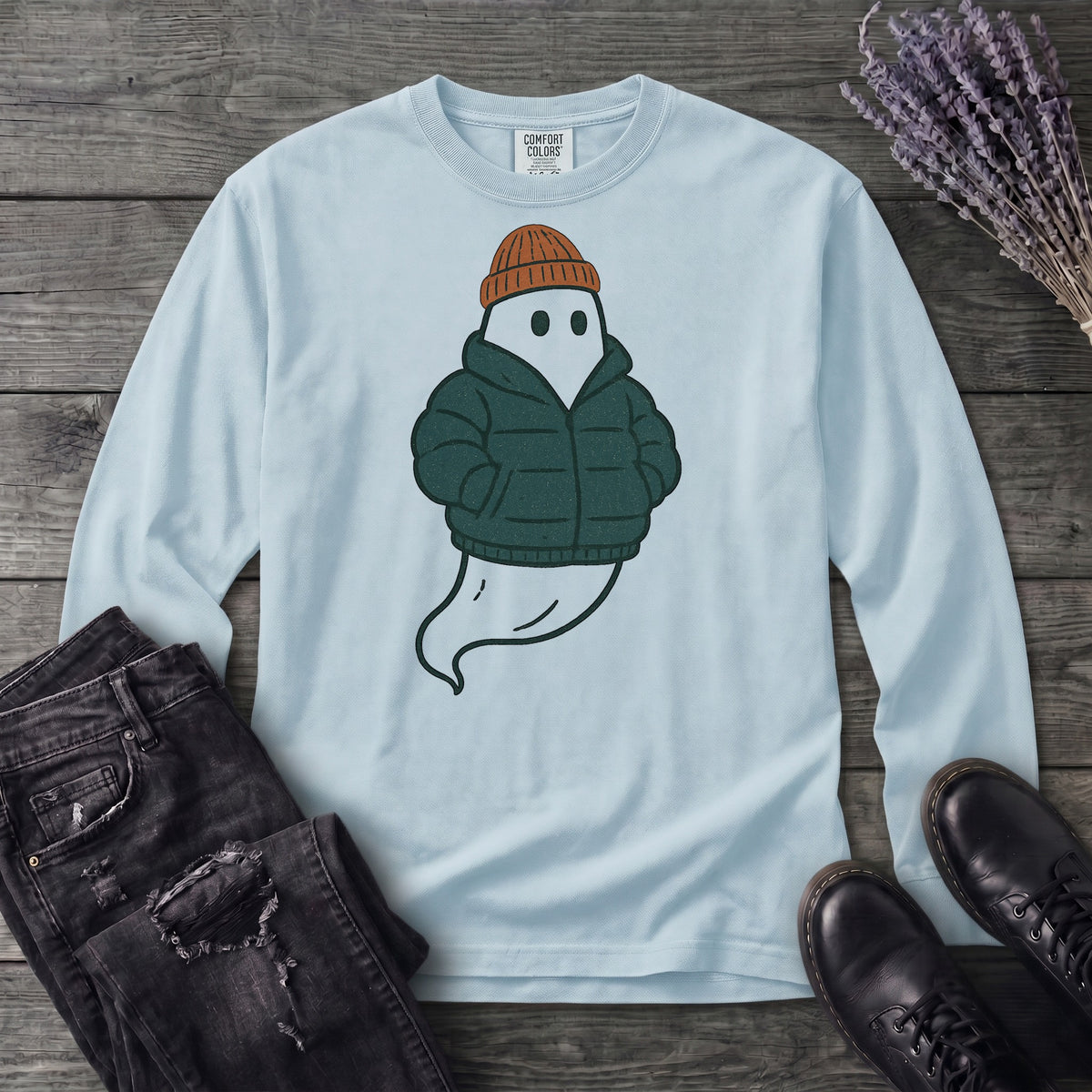 Puffer Coat Ghost Long Sleeve T-Shirt