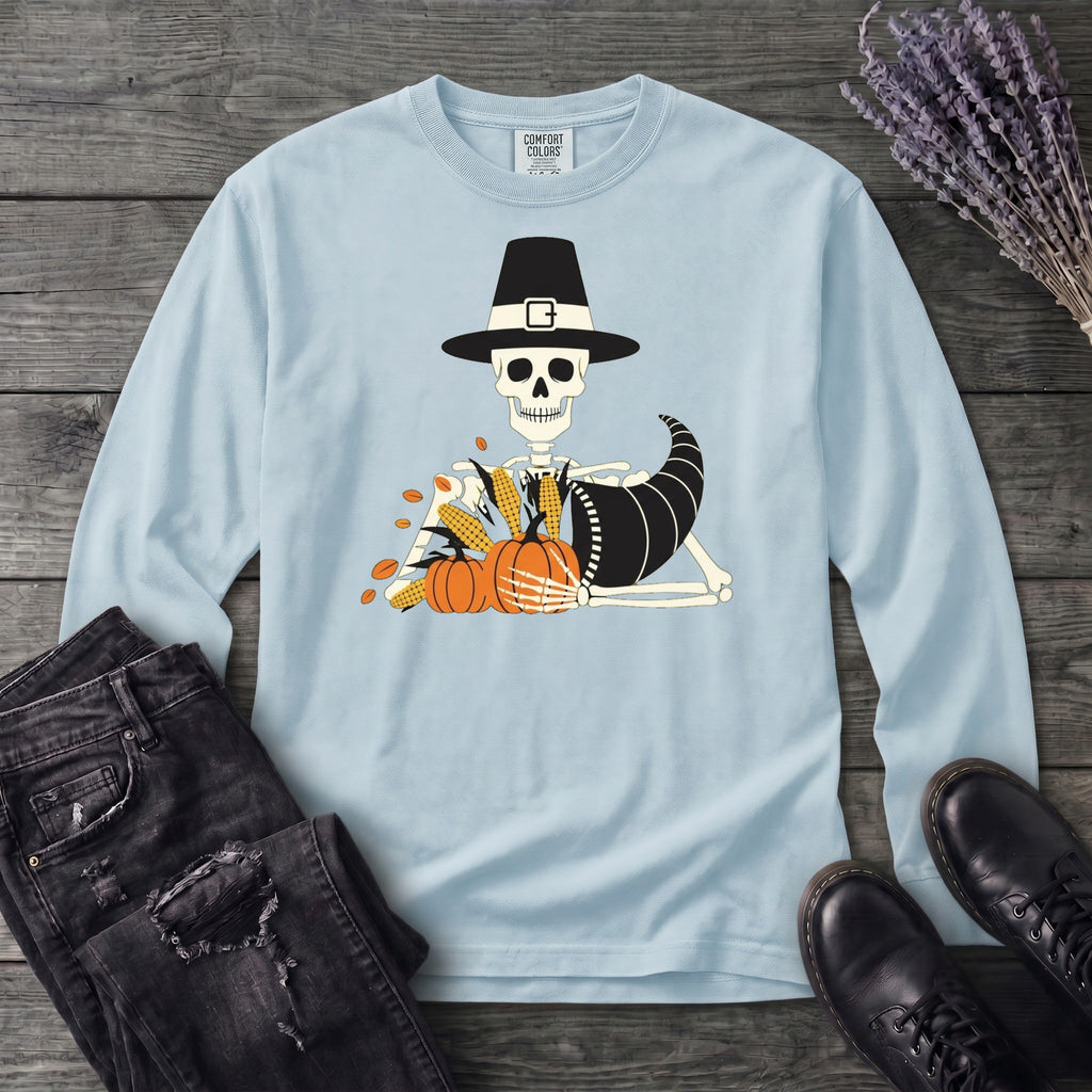Pilgrim Skeleton Cornucopia Long Sleeve T-Shirt