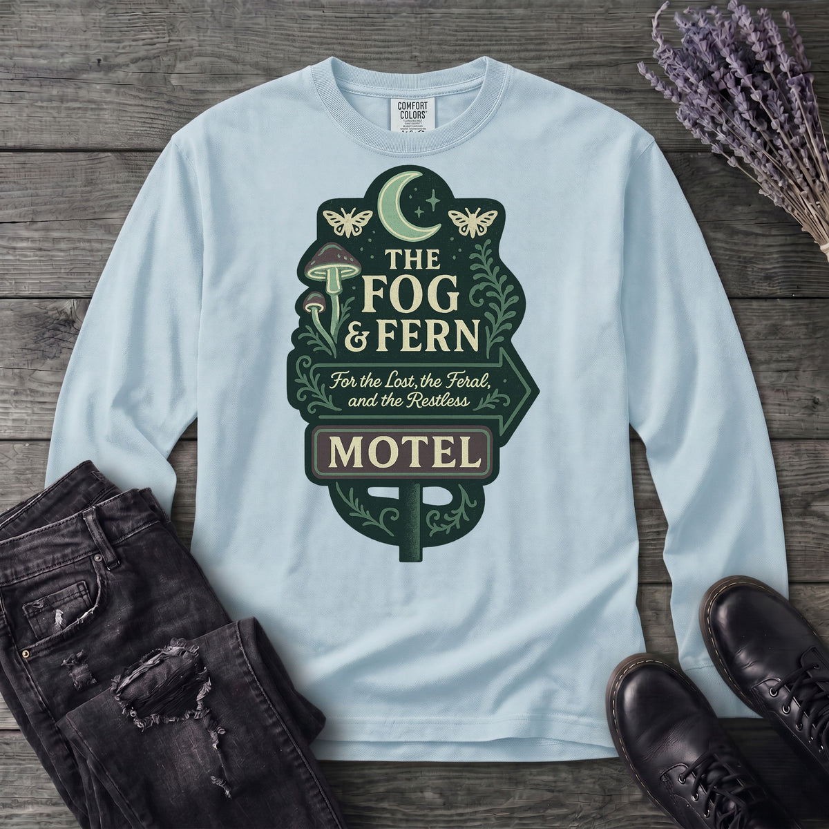 The Fog And Fern Motel Long Sleeve T-Shirt