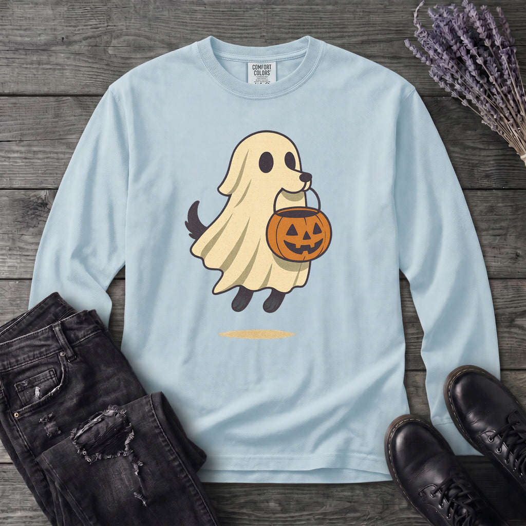Ghost Dog Trick-Or-Treating Long Sleeve T-Shirt