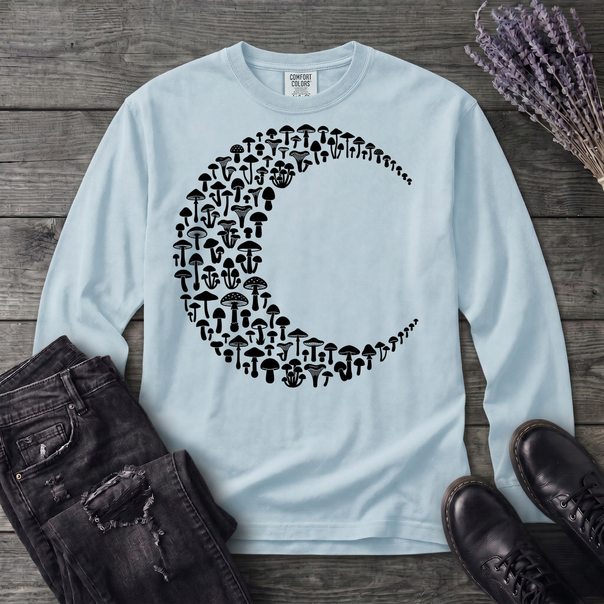moonlit mushrooms Long Sleeve T-Shirt