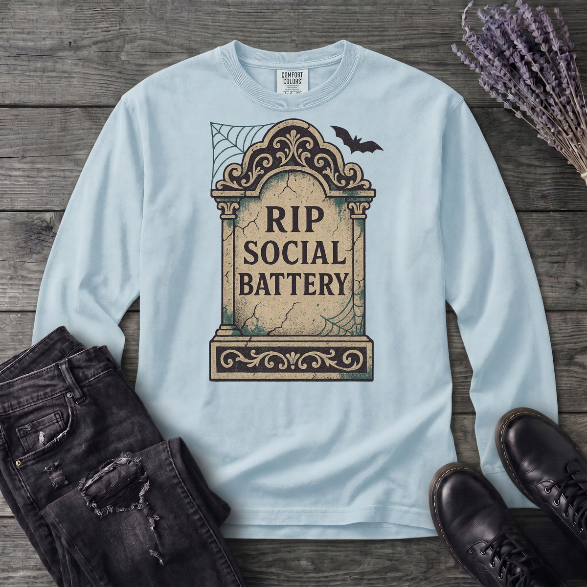 RIP Social Battery Long Sleeve T-Shirt