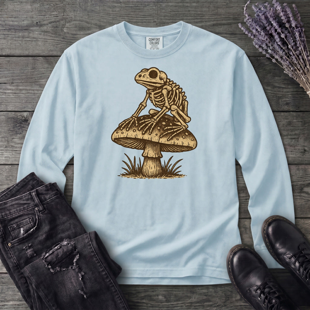 Frog Skeleton Mushroom Long Sleeve T-Shirt