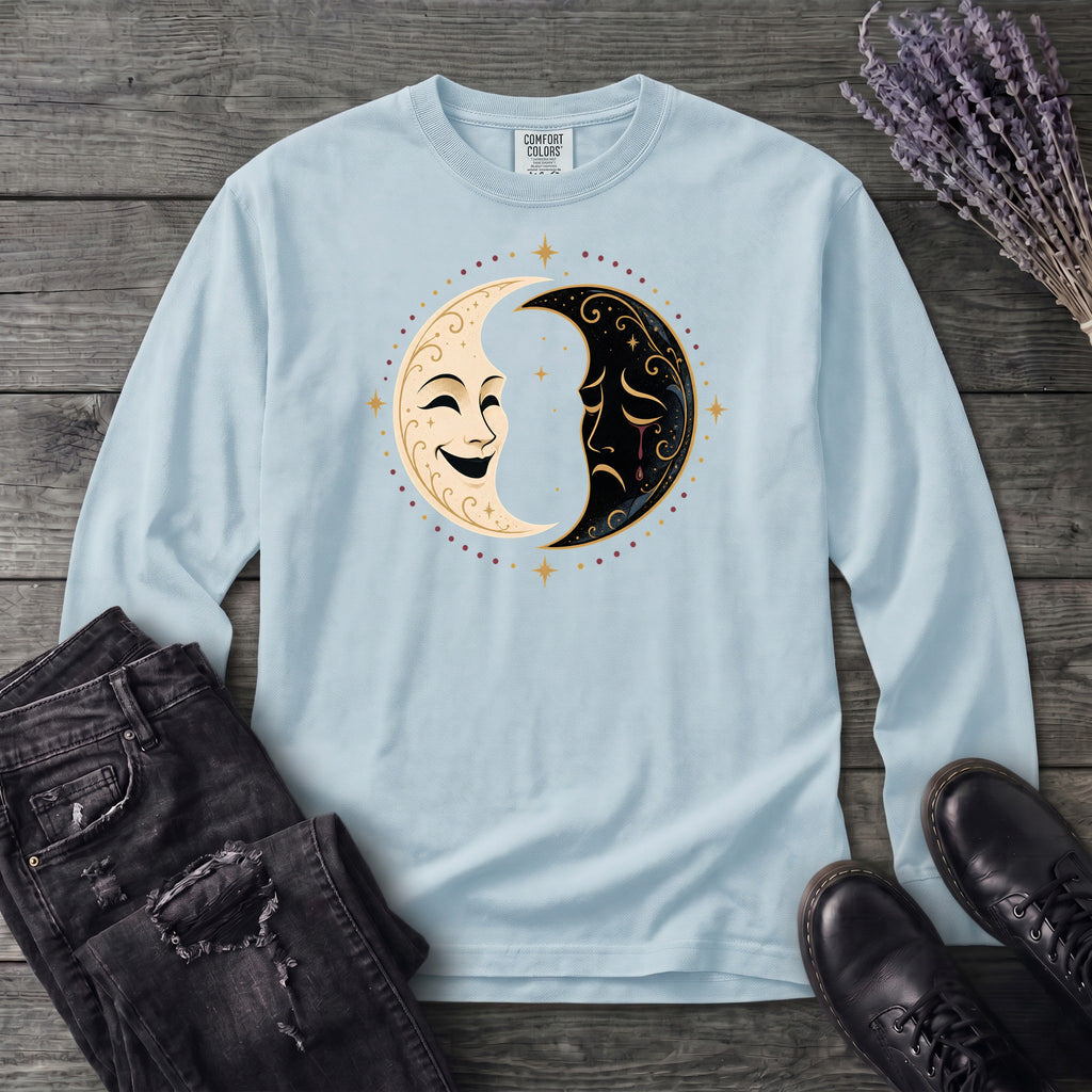 Comedy Tragedy Moons Long Sleeve T-Shirt