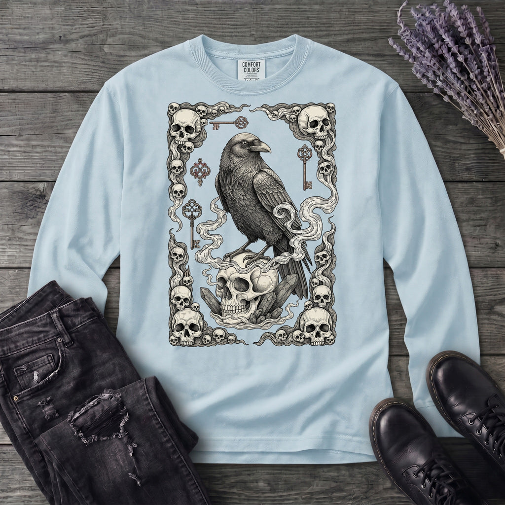 Raven Skull Card Long Sleeve T-Shirt