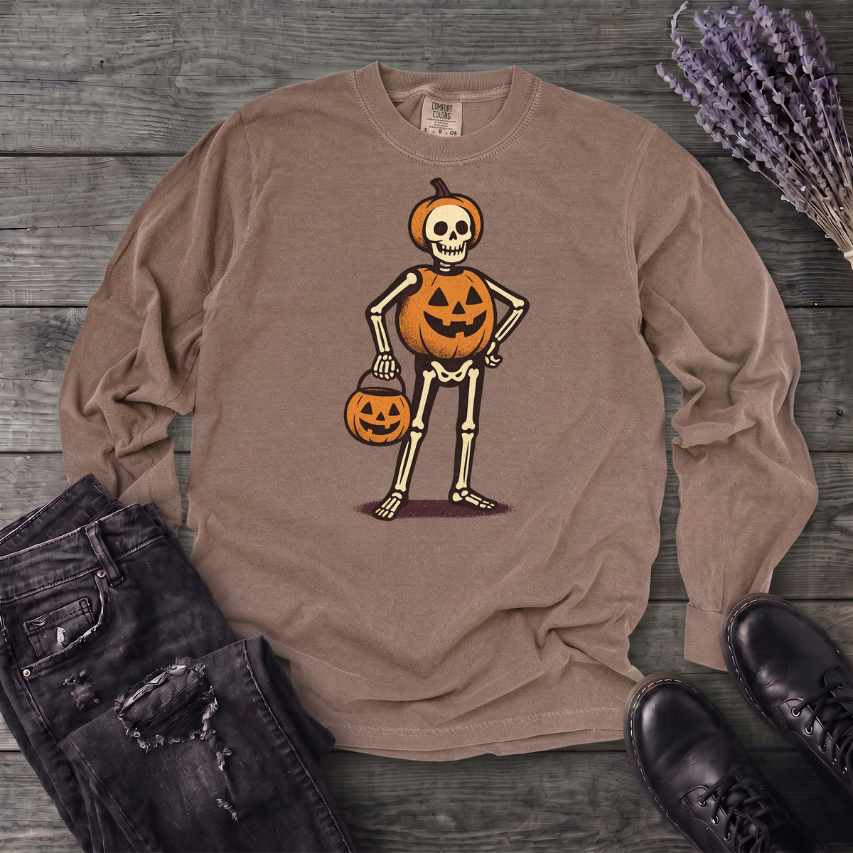 Skeleton Jack O Lantern Costume Long Sleeve T-Shirt
