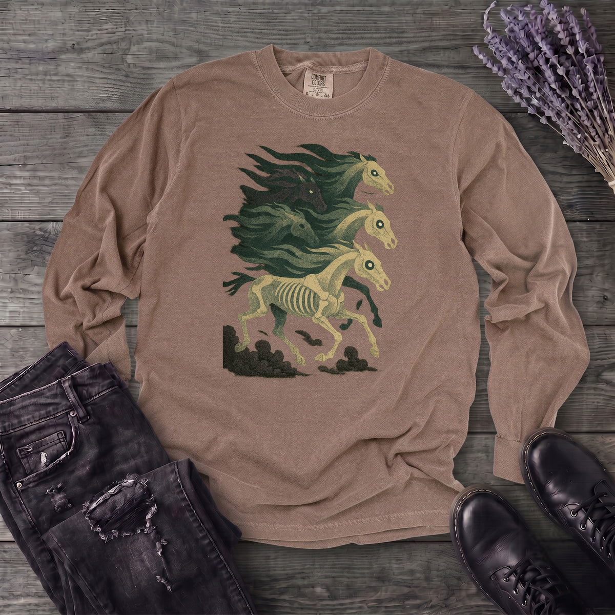 Stampeding Ghost Horses Long Sleeve T-Shirt