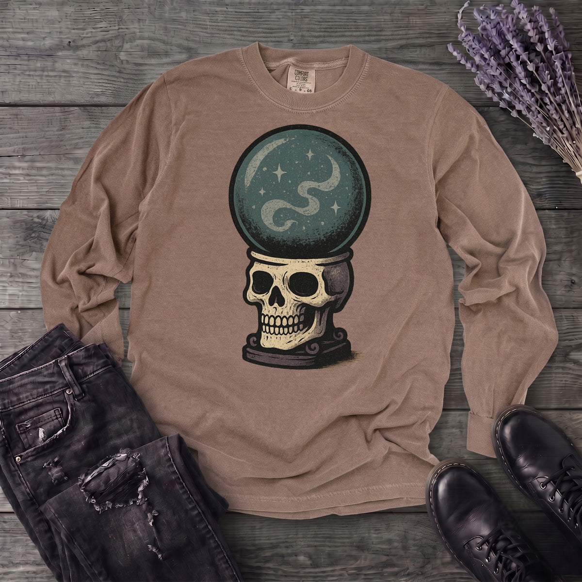 Crystal Ball Skull Long Sleeve T-Shirt