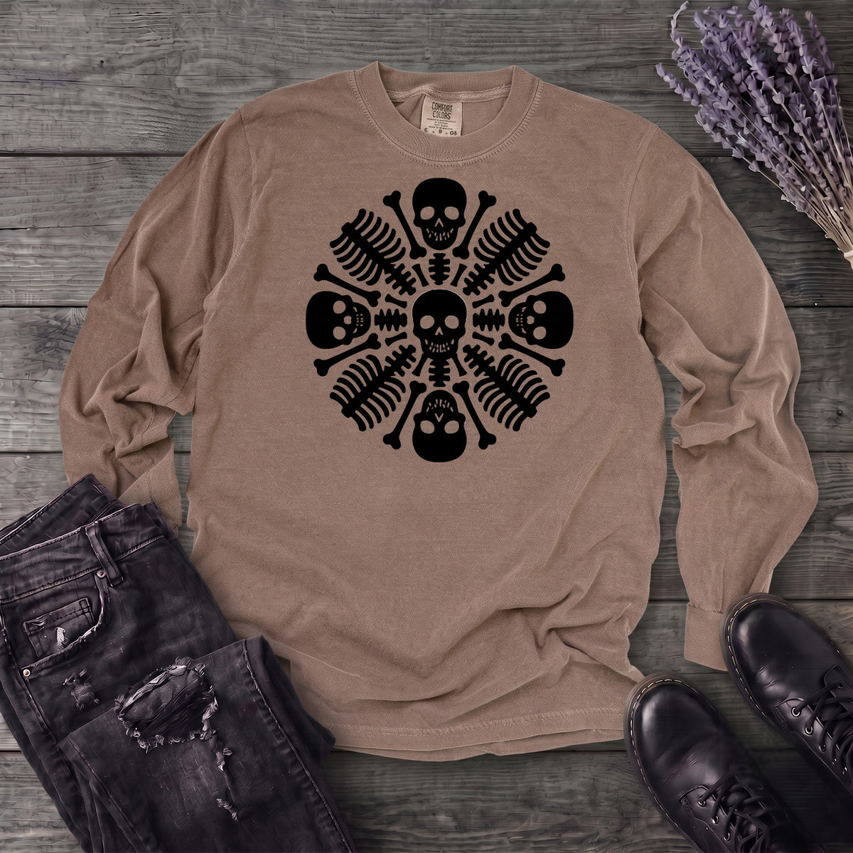skeleton mandala Long Sleeve T-Shirt