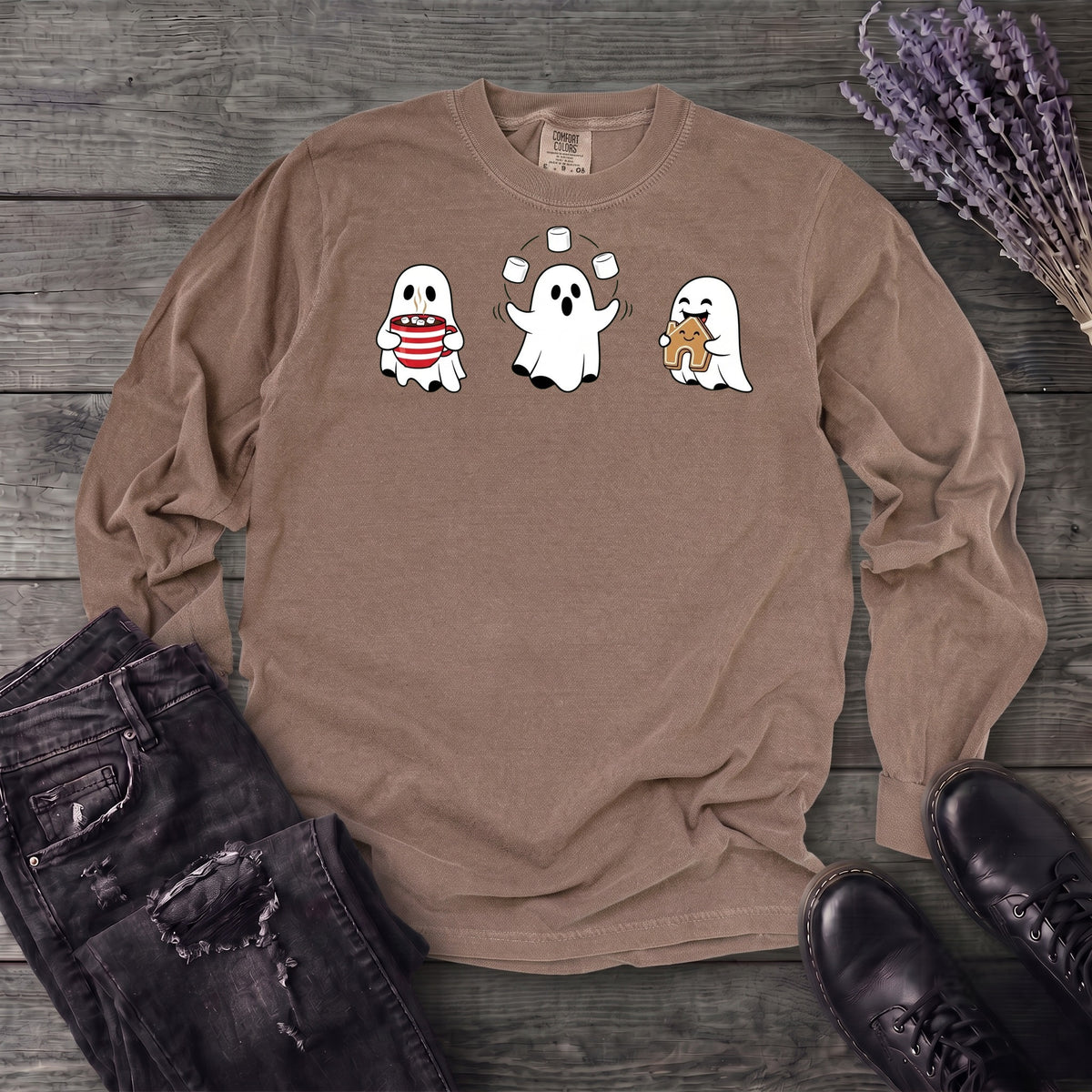 Hot Cocoa Ghosts Long Sleeve T-Shirt