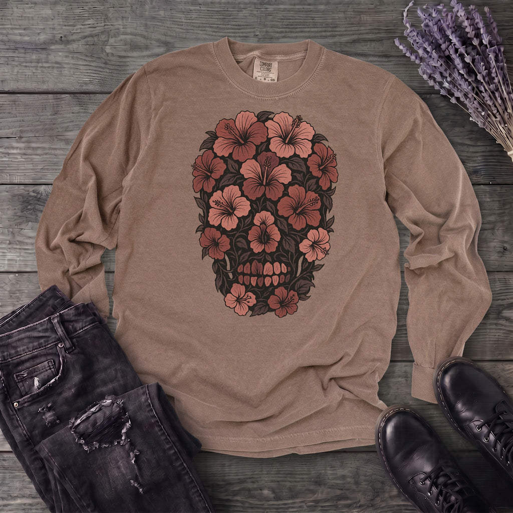 Hibiscus Skull Long Sleeve T-Shirt
