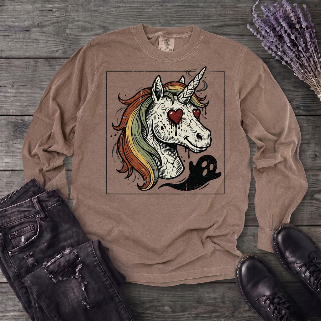 grunge zombie unicorn Long Sleeve T-Shirt