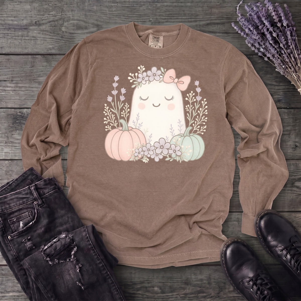 Boho Coquette Ghost Long Sleeve T-Shirt