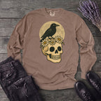 Crow On Skull Long Sleeve T-Shirt