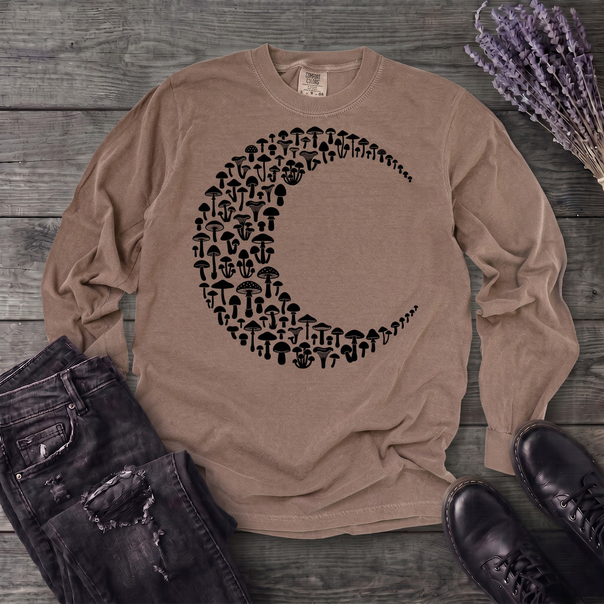 moonlit mushrooms Long Sleeve T-Shirt