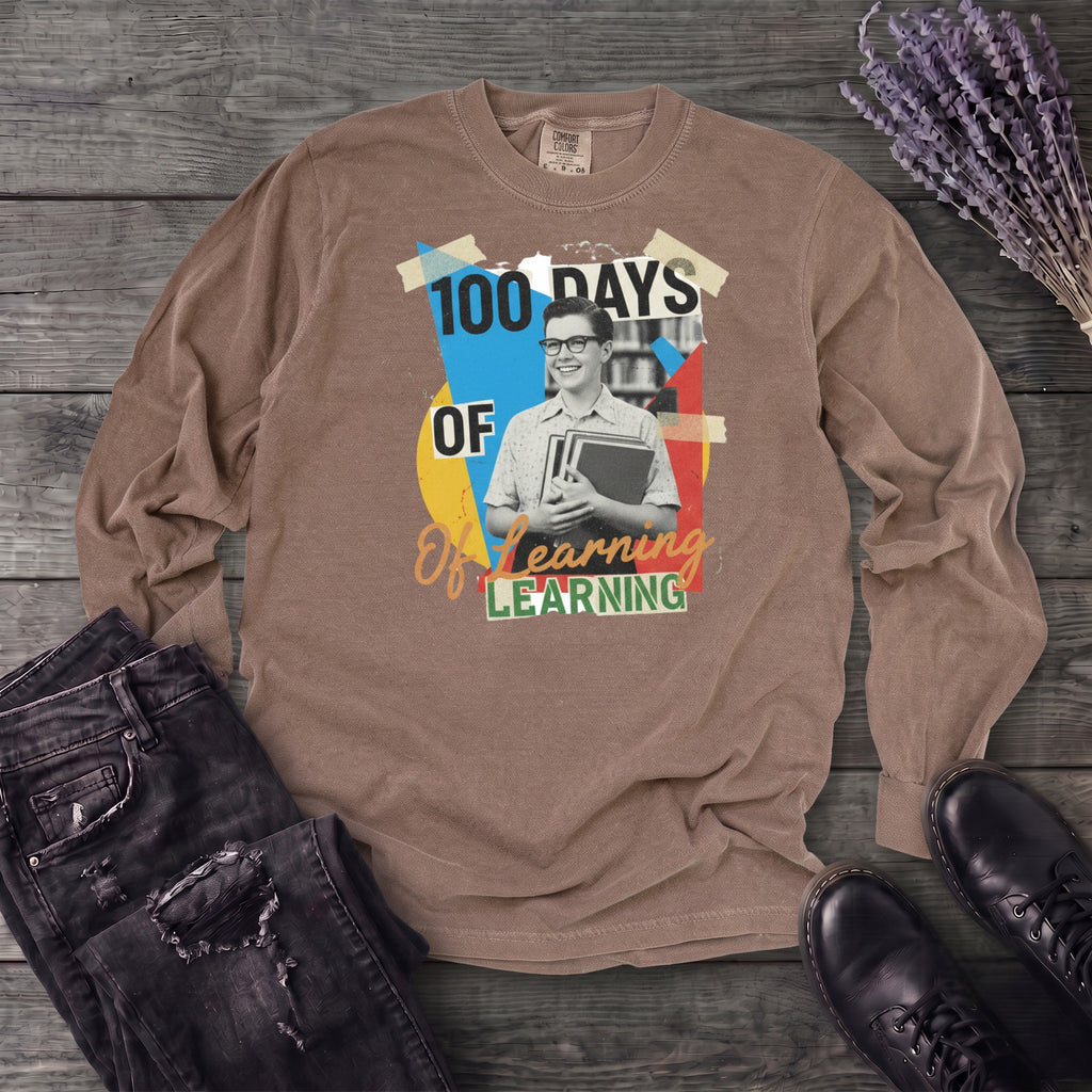 Old School 100 Days Of Learning Long Sleeve T-Shirt
