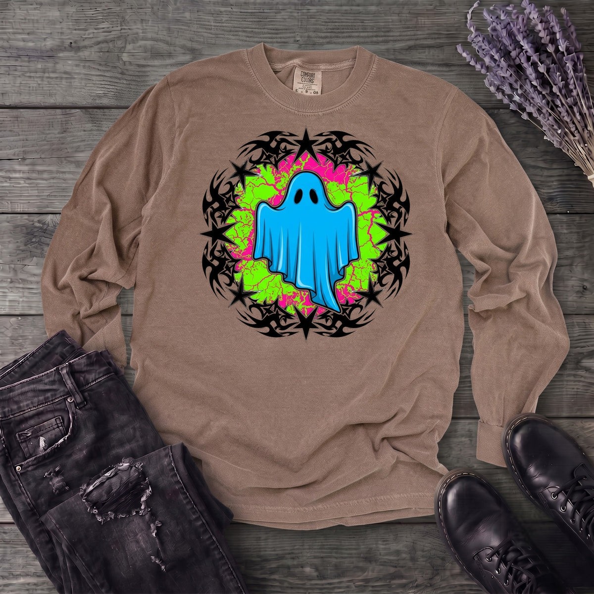 Grunge Star Ghost Long Sleeve T-Shirt