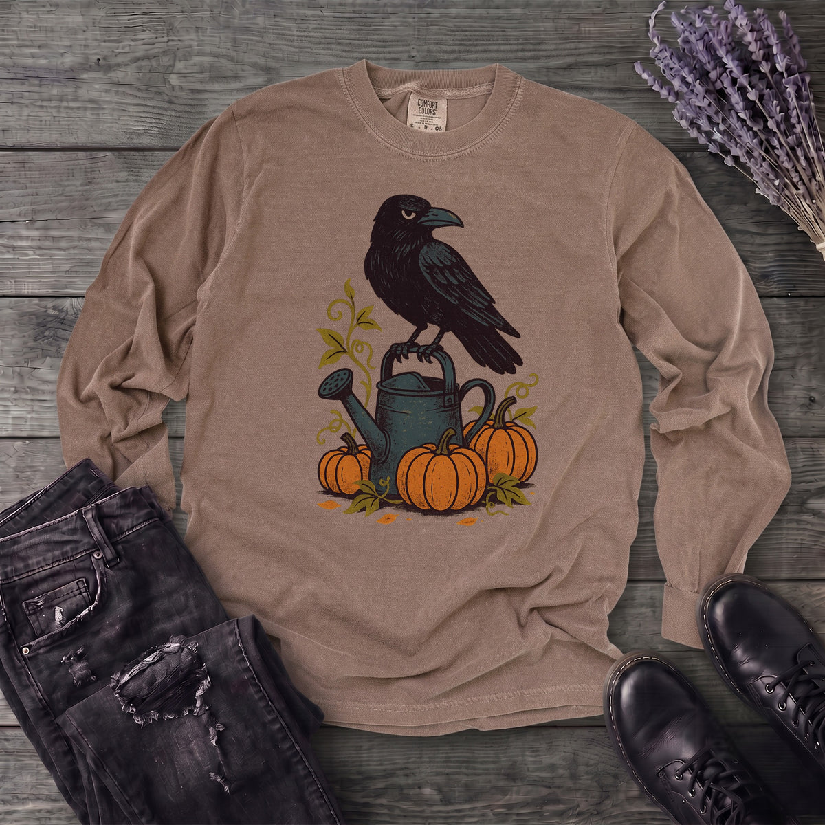 Raven Pumpkin Patch Long Sleeve T-Shirt
