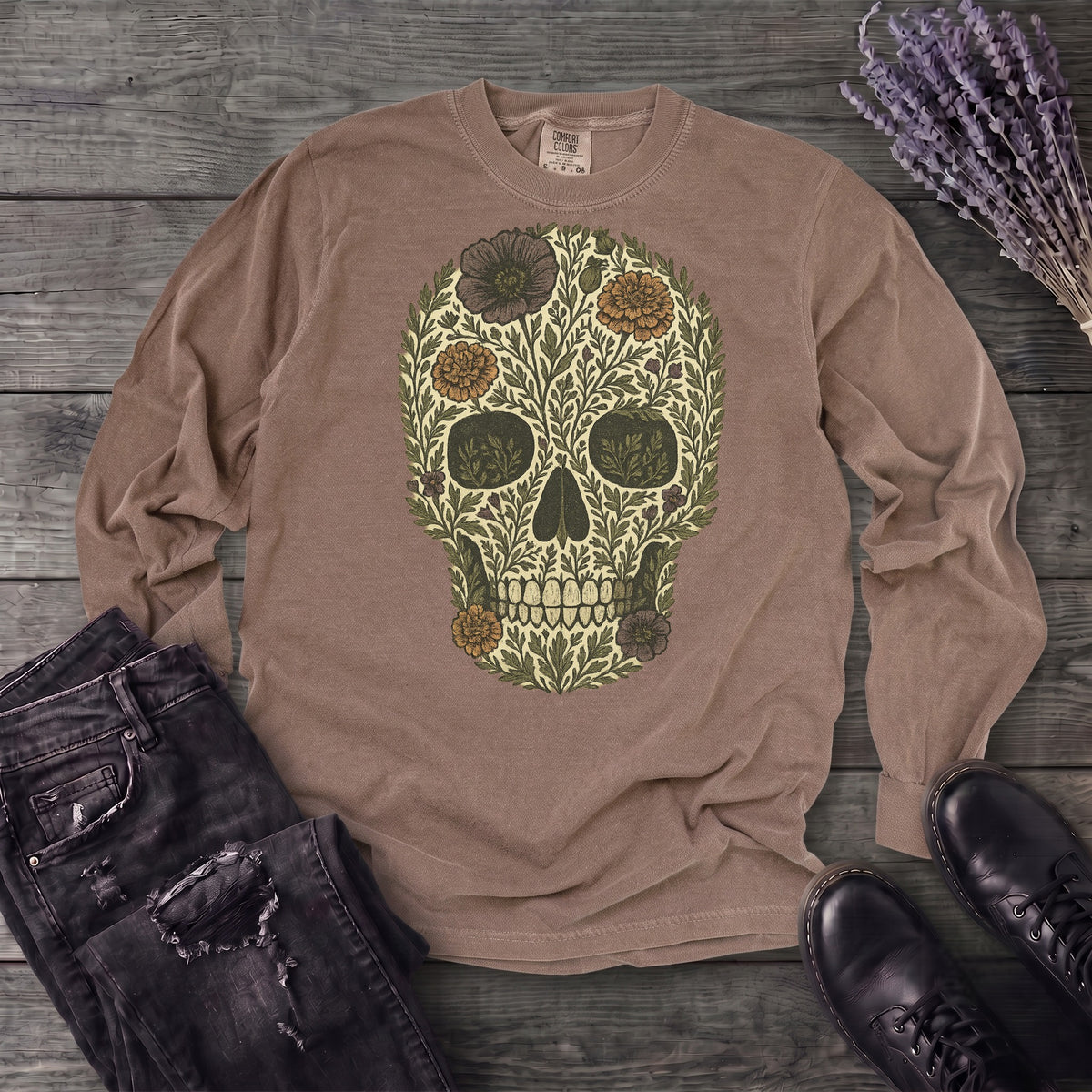 Wildflower Skull Long Sleeve T-Shirt