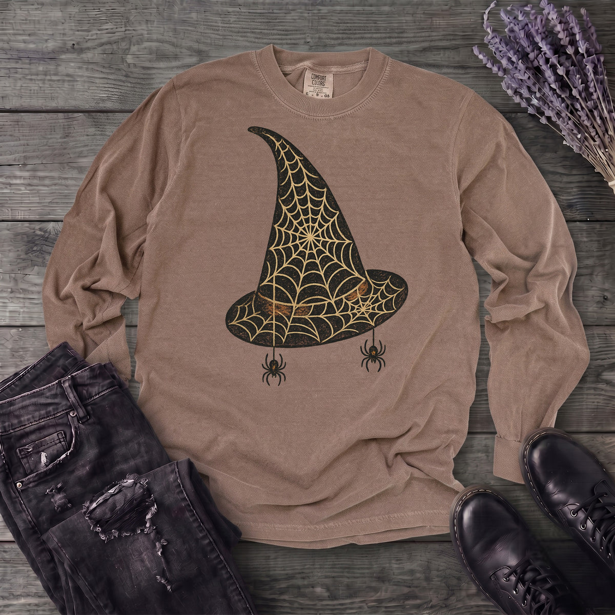 Spiderweb Witch Hat Long Sleeve T-Shirt