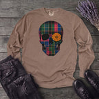 Bright Plaid Skull Long Sleeve T-Shirt