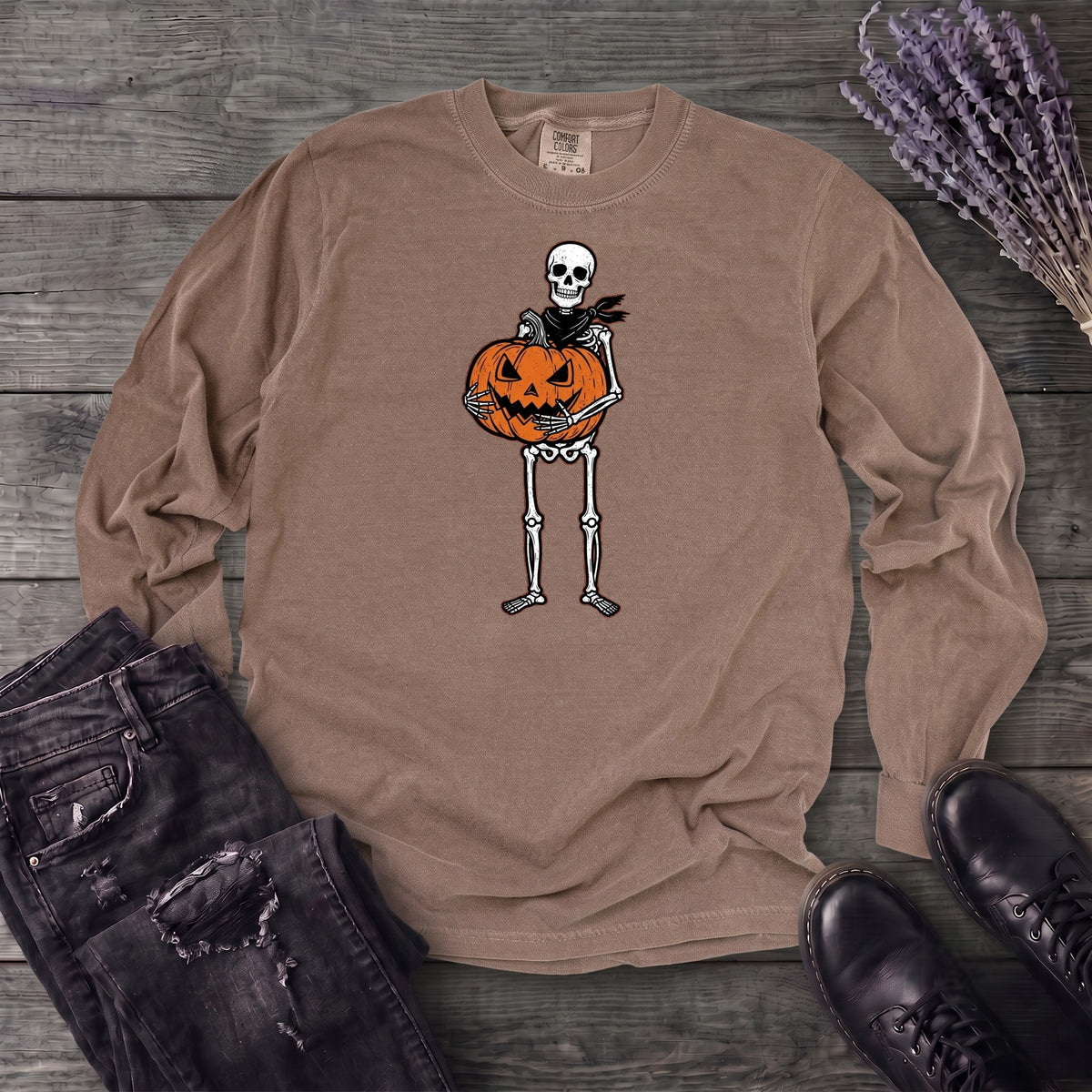Skeleton Jack O Lantern Long Sleeve T-Shirt