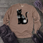 Retro Texture Black Cat Long Sleeve T-Shirt